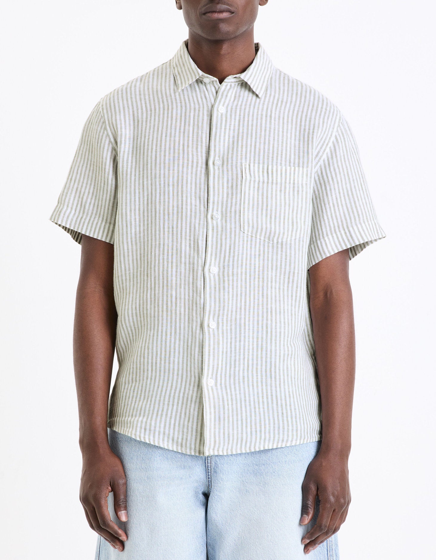 Regular 100% Linen Shirt - Sage_02