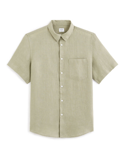 Celio_Sage Green Regular Shirt 100% Linen_DAMARLIN_VERT SAUGE_04