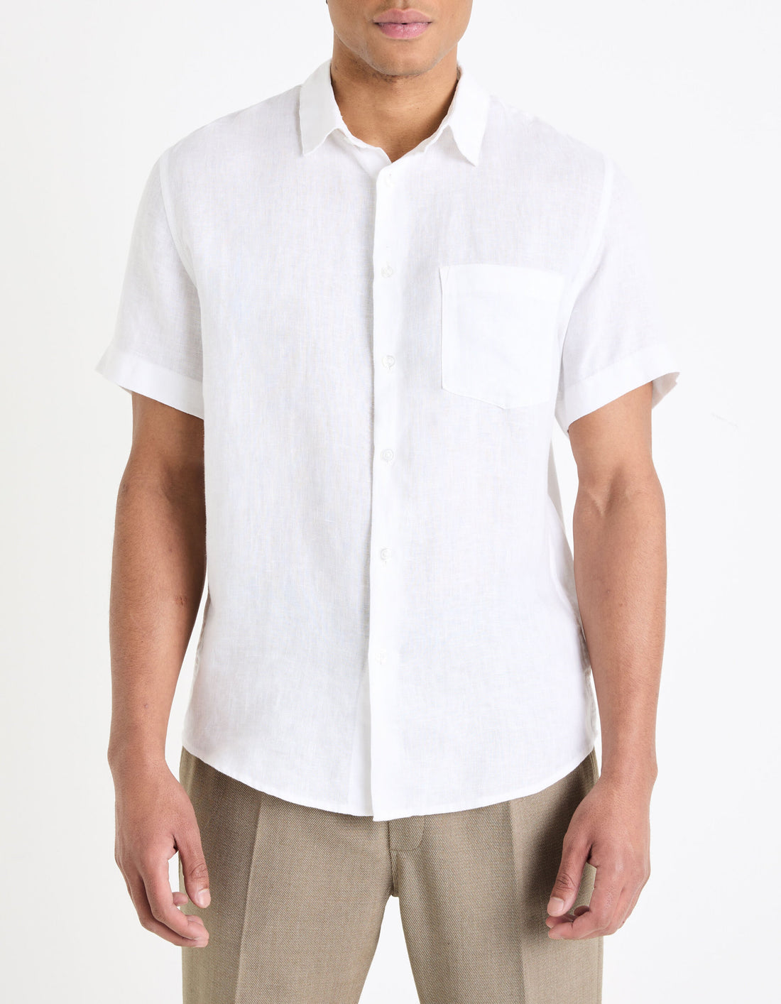 Regular 100% Linen Shirt - White_02