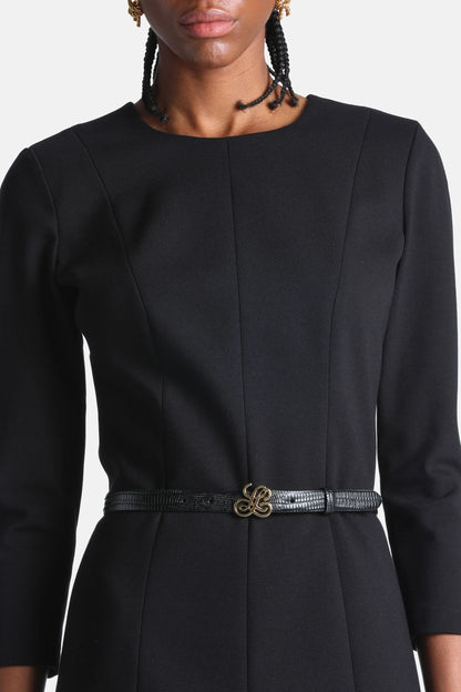 Luisa Spagnoli Nero/Oro Women Danielina - Slim Crocodile-Print Leather Belt SKU: DANIELINA_0101 0002 Image 02