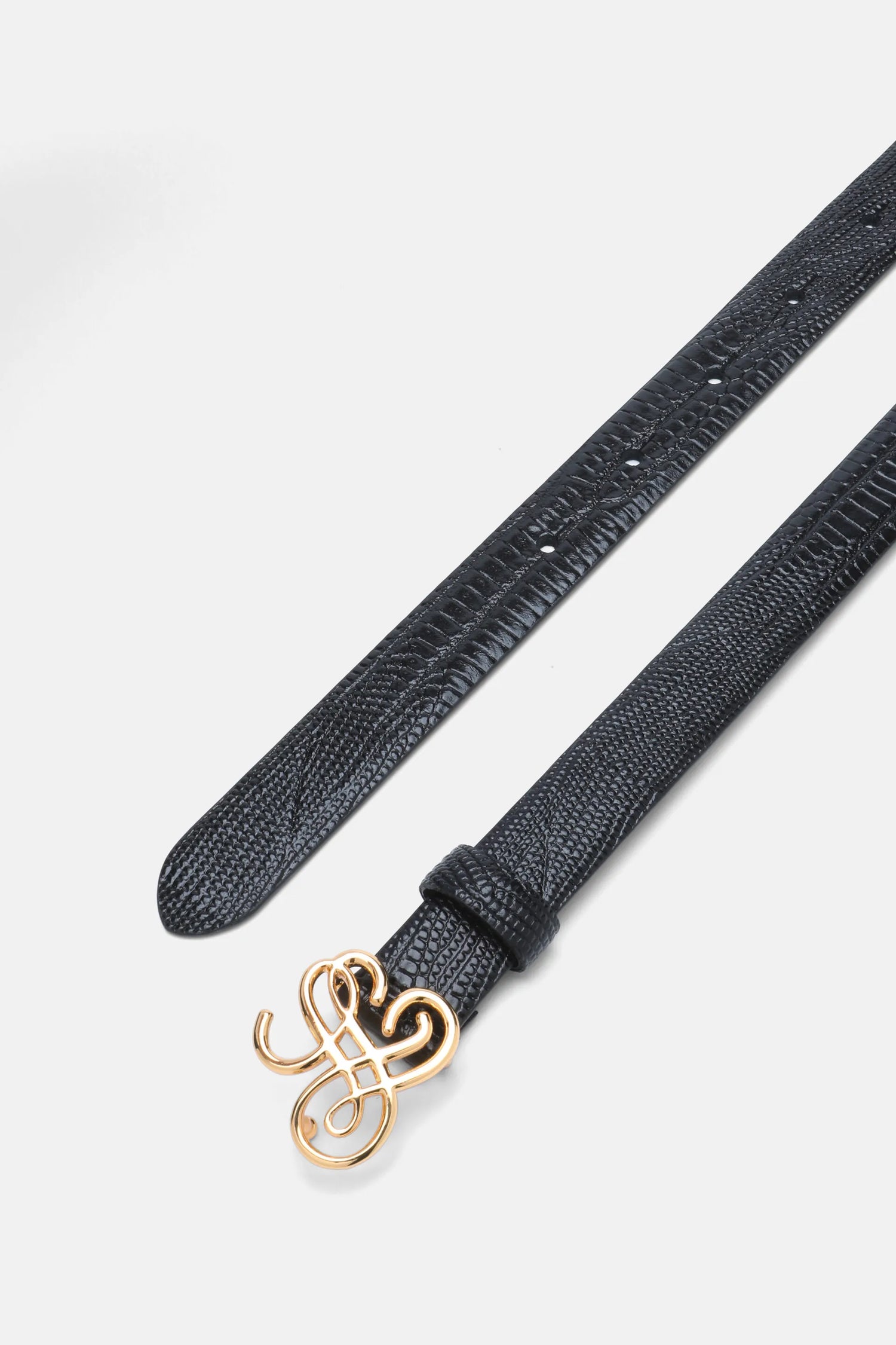 Luisa Spagnoli Nero/Oro Women Danielina - Slim Crocodile-Print Leather Belt SKU: DANIELINA_0101 0002 Image 04
