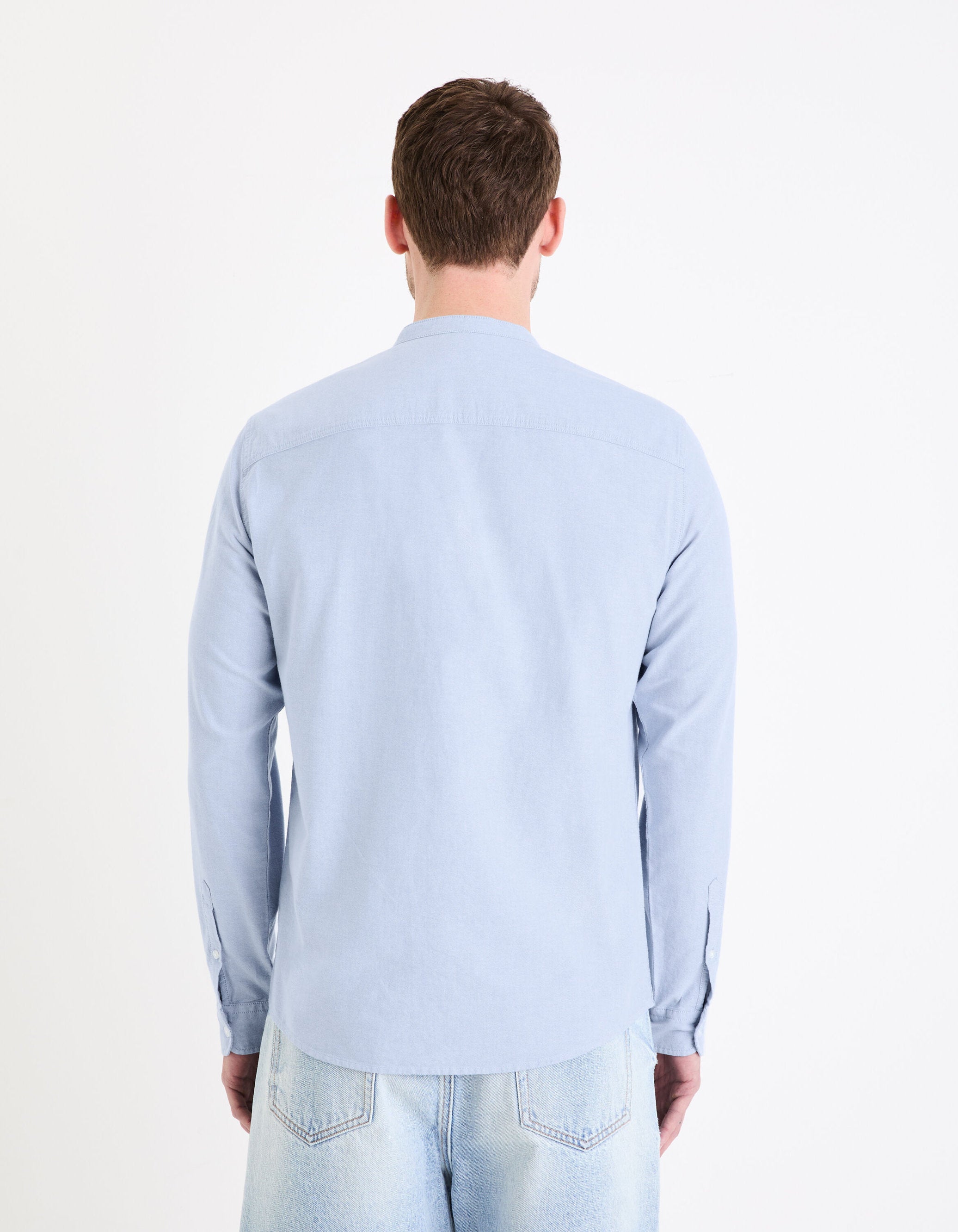 Celio_Light Blue Regular Mao Collar Shirt in Oxford Cotton_DAXFORDMAO_LIGHT BLUE_03