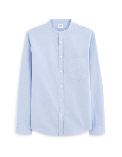 Celio_Light Blue Regular Mao Collar Shirt in Oxford Cotton_DAXFORDMAO_LIGHT BLUE_04