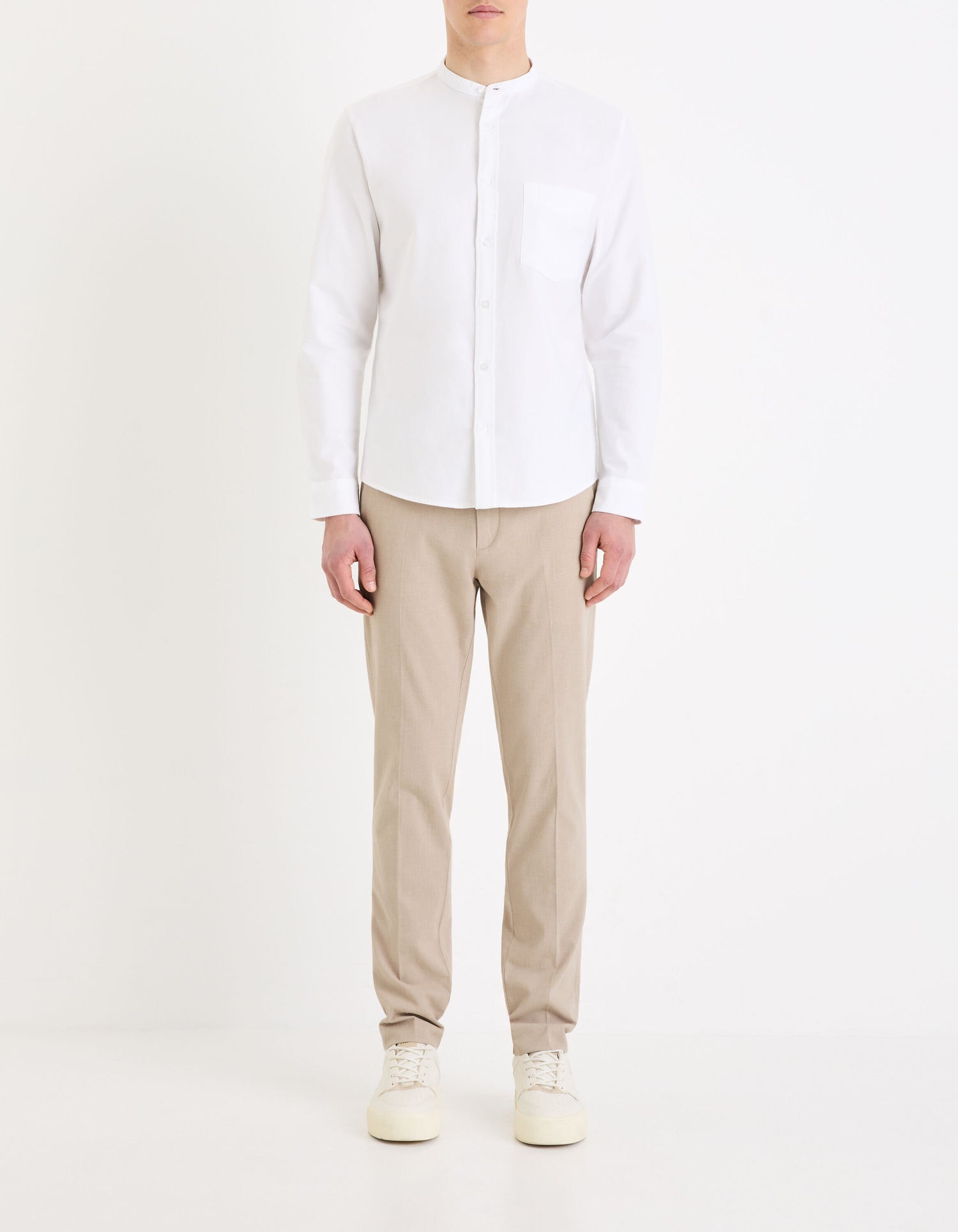 Celio_Light Blue Regular Mao Collar Shirt in Oxford Cotton_DAXFORDMAO_WHITE_02