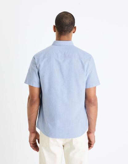 Regular Cotton Shirt - Blue_04