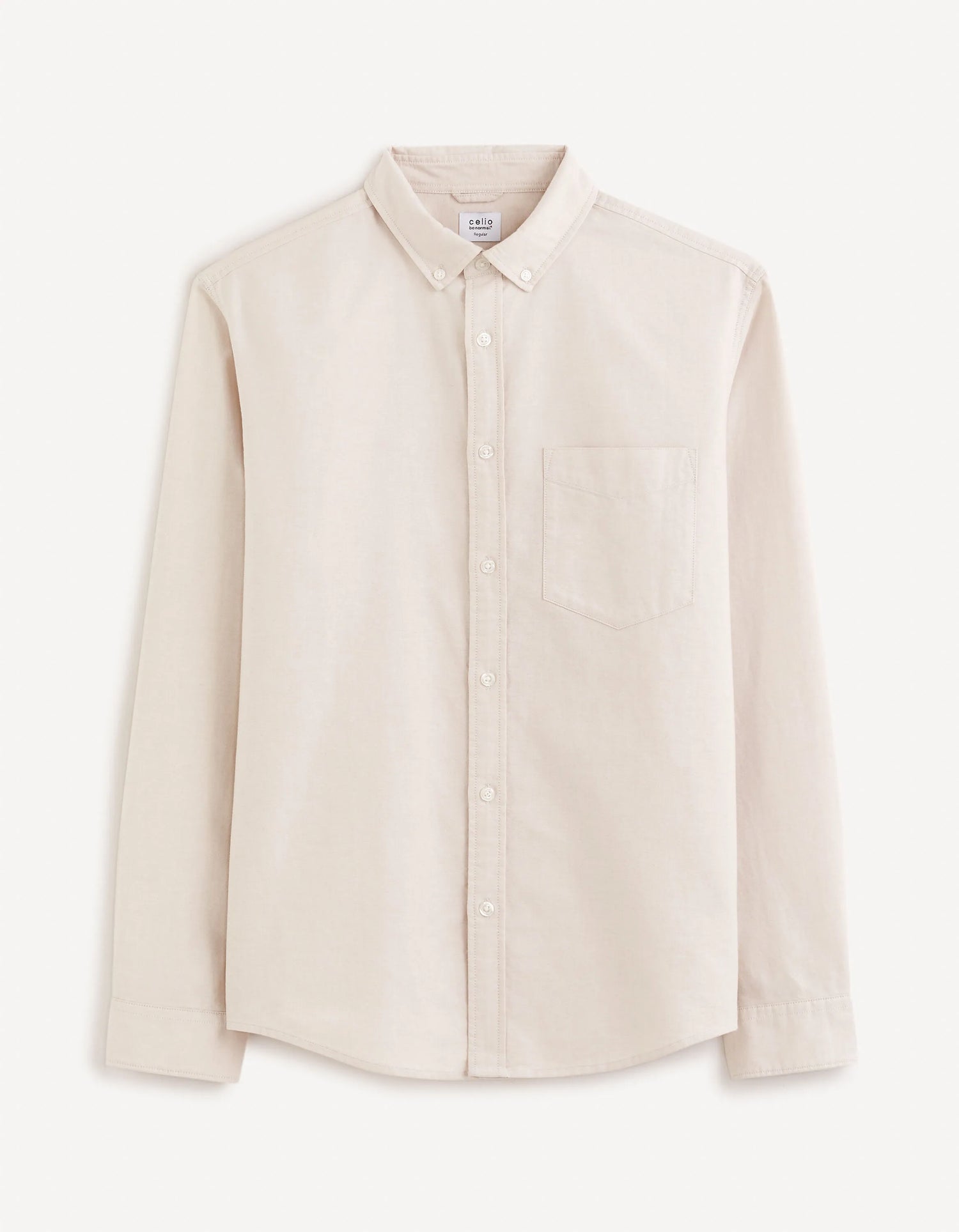 Celio_Beige_Regular 100% Cotton Oxford Shirt_DAXFORD_BEIGE_04