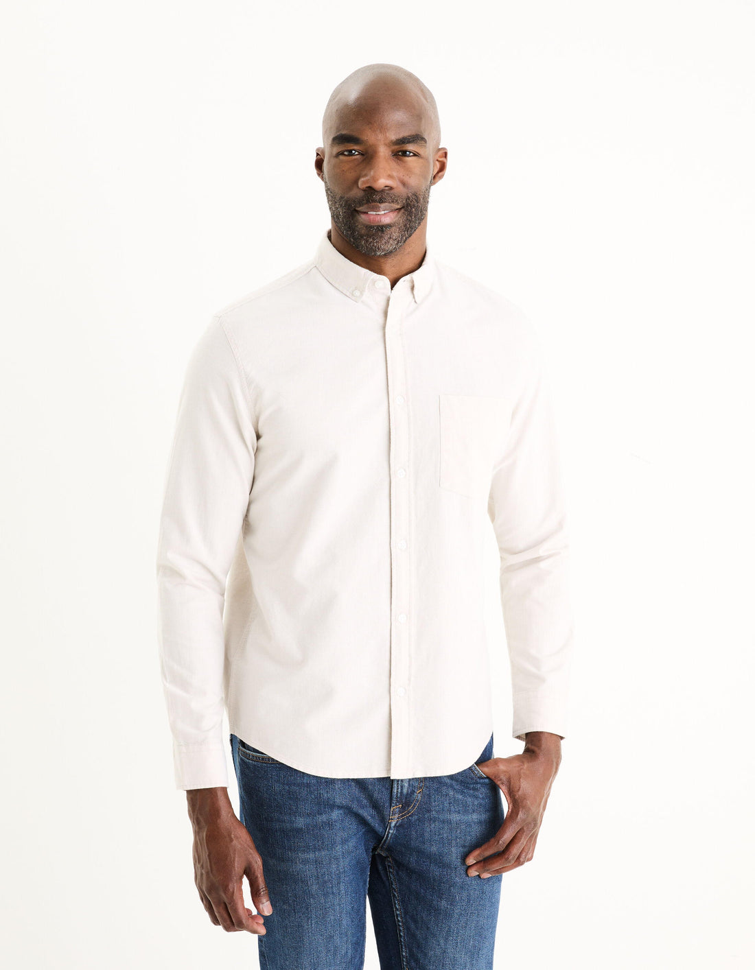Regular Shirt 100% Cotton Oxford_DAXFORD_BEIGE 07_01
