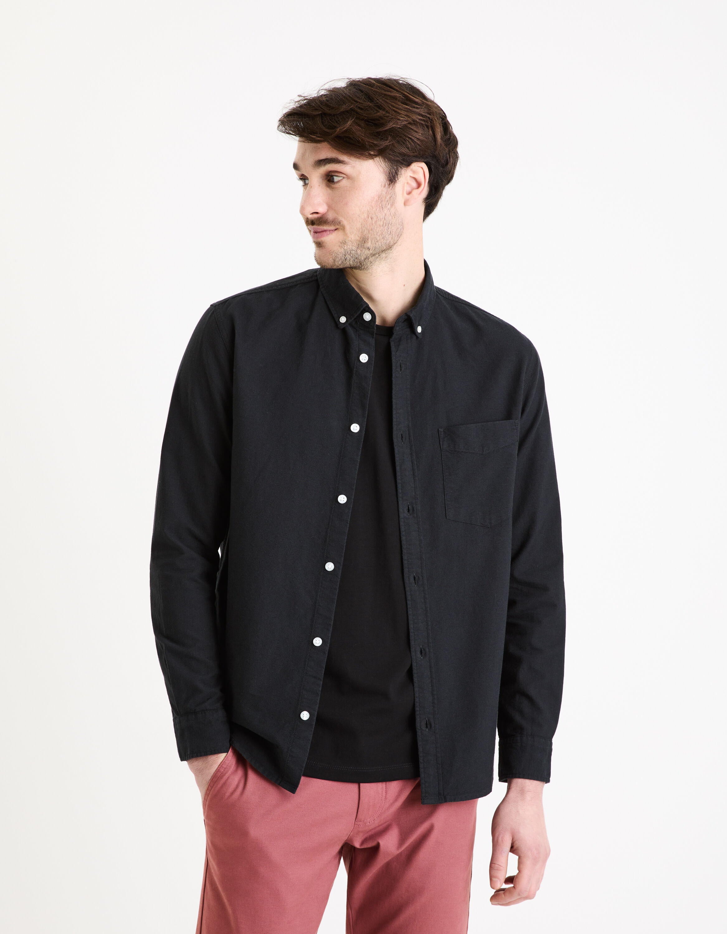 Regular Shirt 100% Cotton Oxford_DAXFORD_BLACK_01