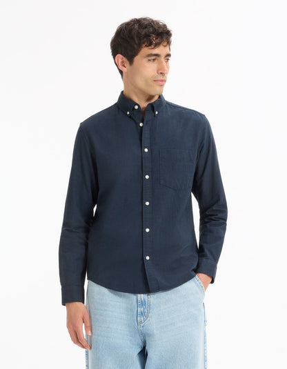 Celio_Dark Navy_Regular 100% Cotton Oxford Shirt_DAXFORD_DARK NAVY_01