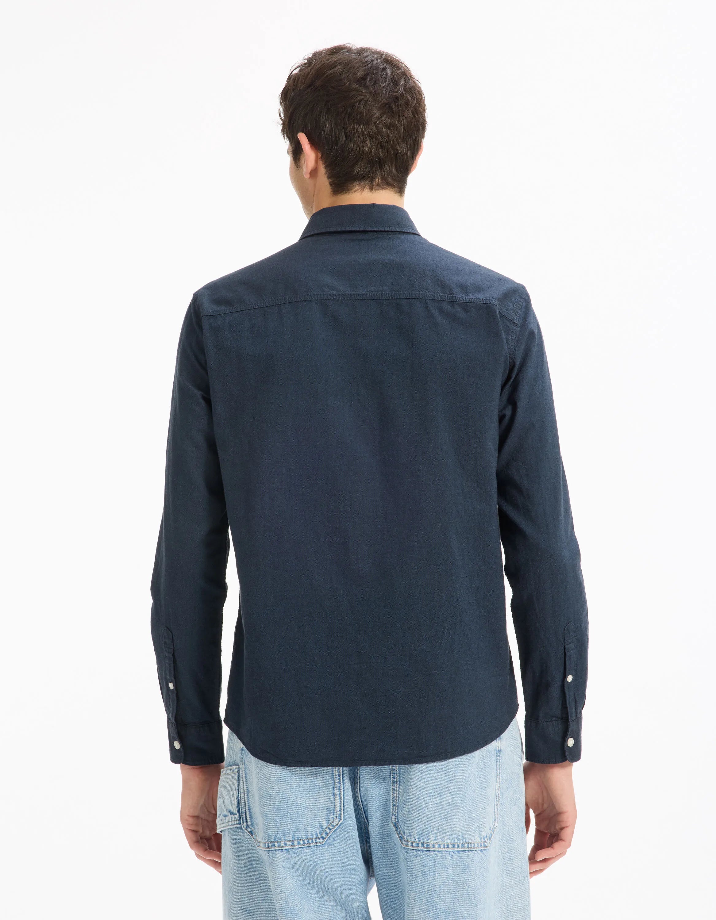 Celio_Dark Navy_Regular 100% Cotton Oxford Shirt_DAXFORD_DARK NAVY_03