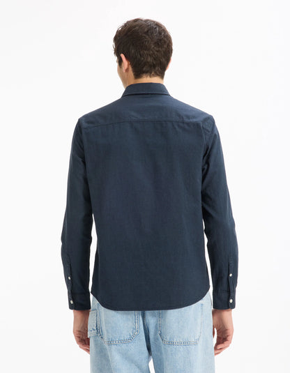 Celio_Dark Navy_Regular 100% Cotton Oxford Shirt_DAXFORD_DARK NAVY_03