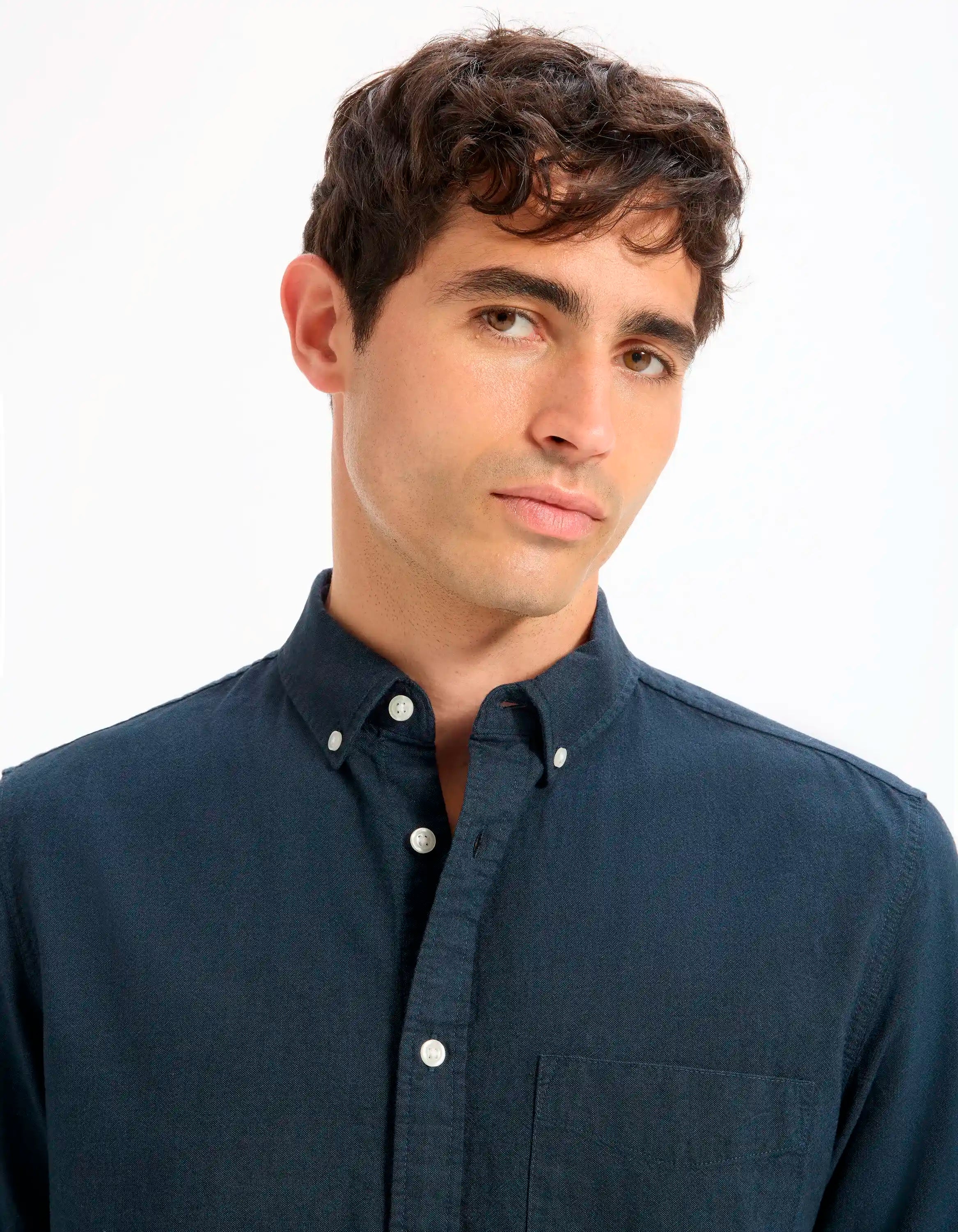 Celio_Dark Navy_Regular 100% Cotton Oxford Shirt_DAXFORD_DARK NAVY_04