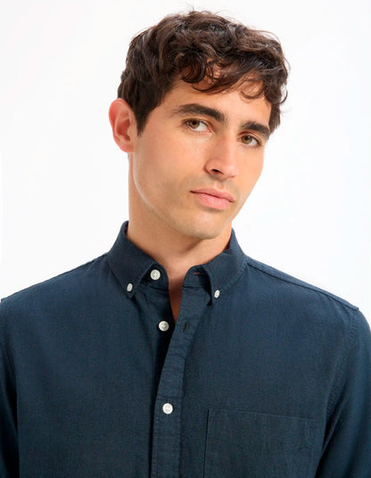 Celio_Dark Navy_Regular 100% Cotton Oxford Shirt_DAXFORD_DARK NAVY_04