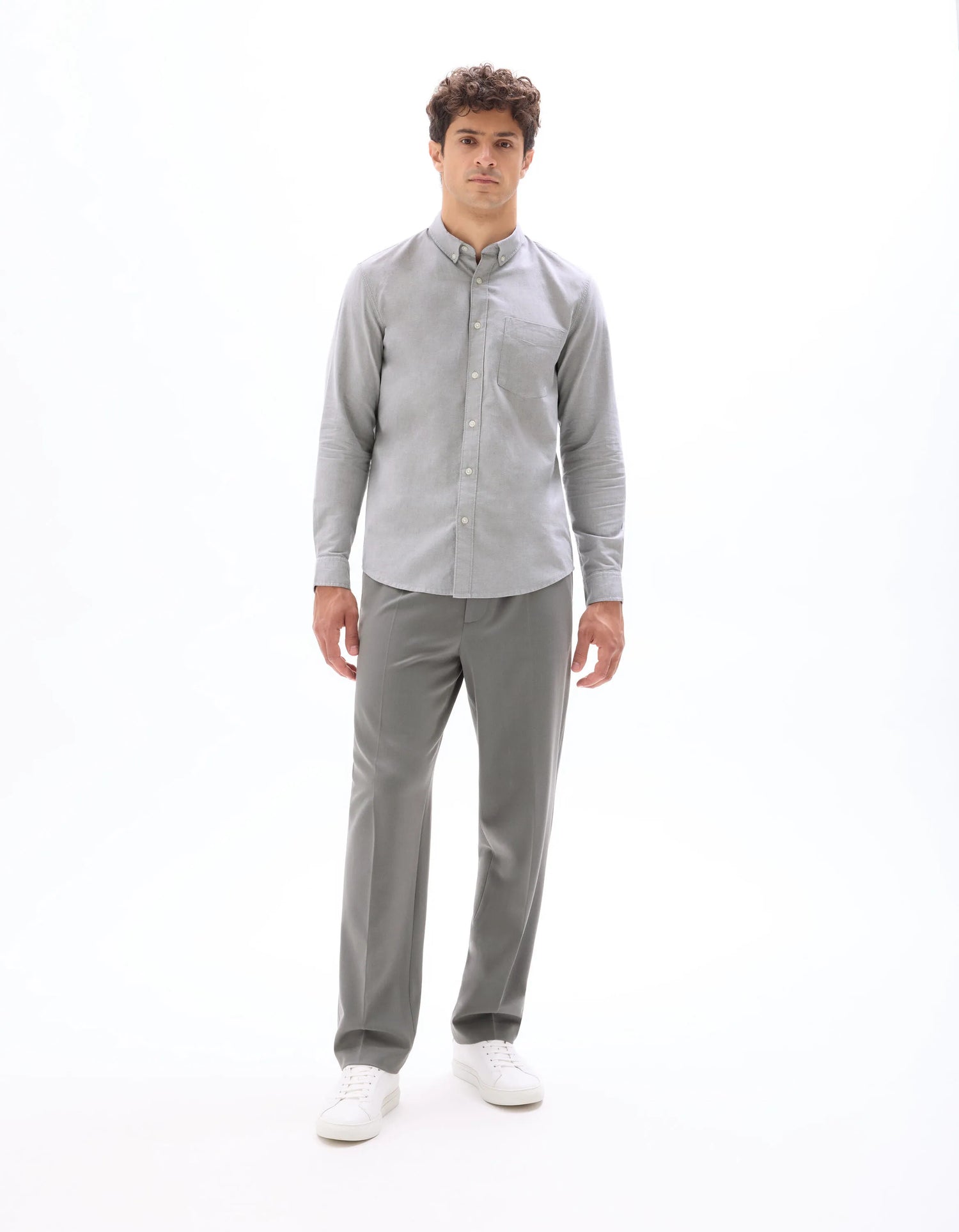 Celio_Gris Fonce_Regular Fit 100% Cotton Oxford Shirt_DAXFORD_GRIS FONCE_01