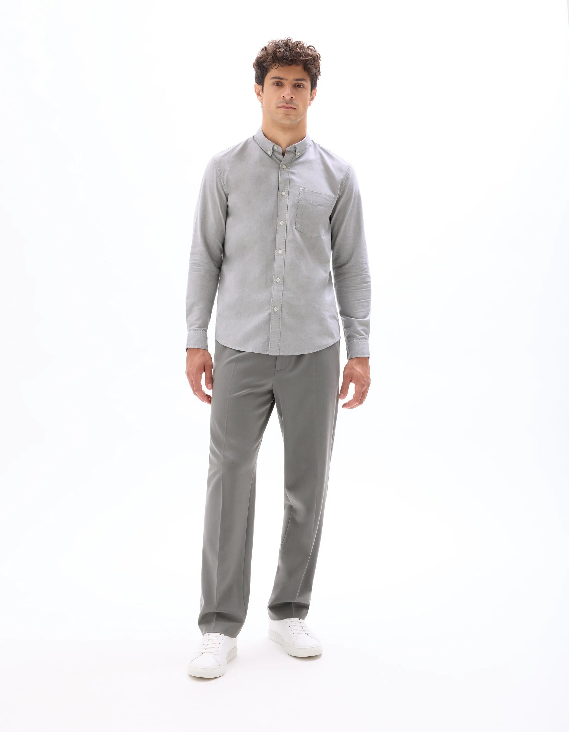 Celio_Gris Fonce_Regular Fit 100% Cotton Oxford Shirt_DAXFORD_GRIS FONCE_01