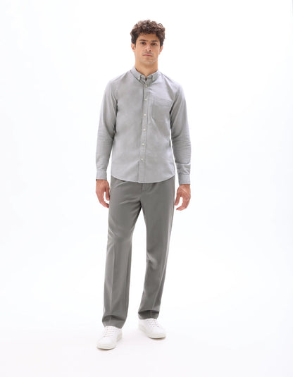 Celio_Gris Fonce_Regular Fit 100% Cotton Oxford Shirt_DAXFORD_GRIS FONCE_01