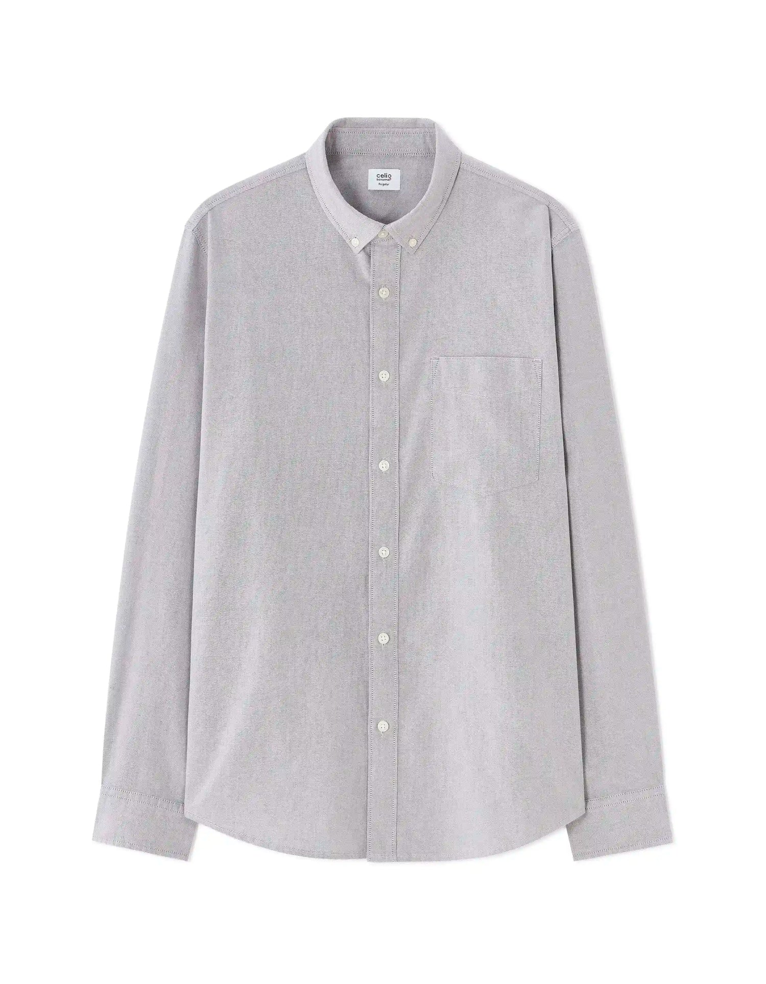 Celio_Gris Fonce_Regular Fit 100% Cotton Oxford Shirt_DAXFORD_GRIS FONCE_07