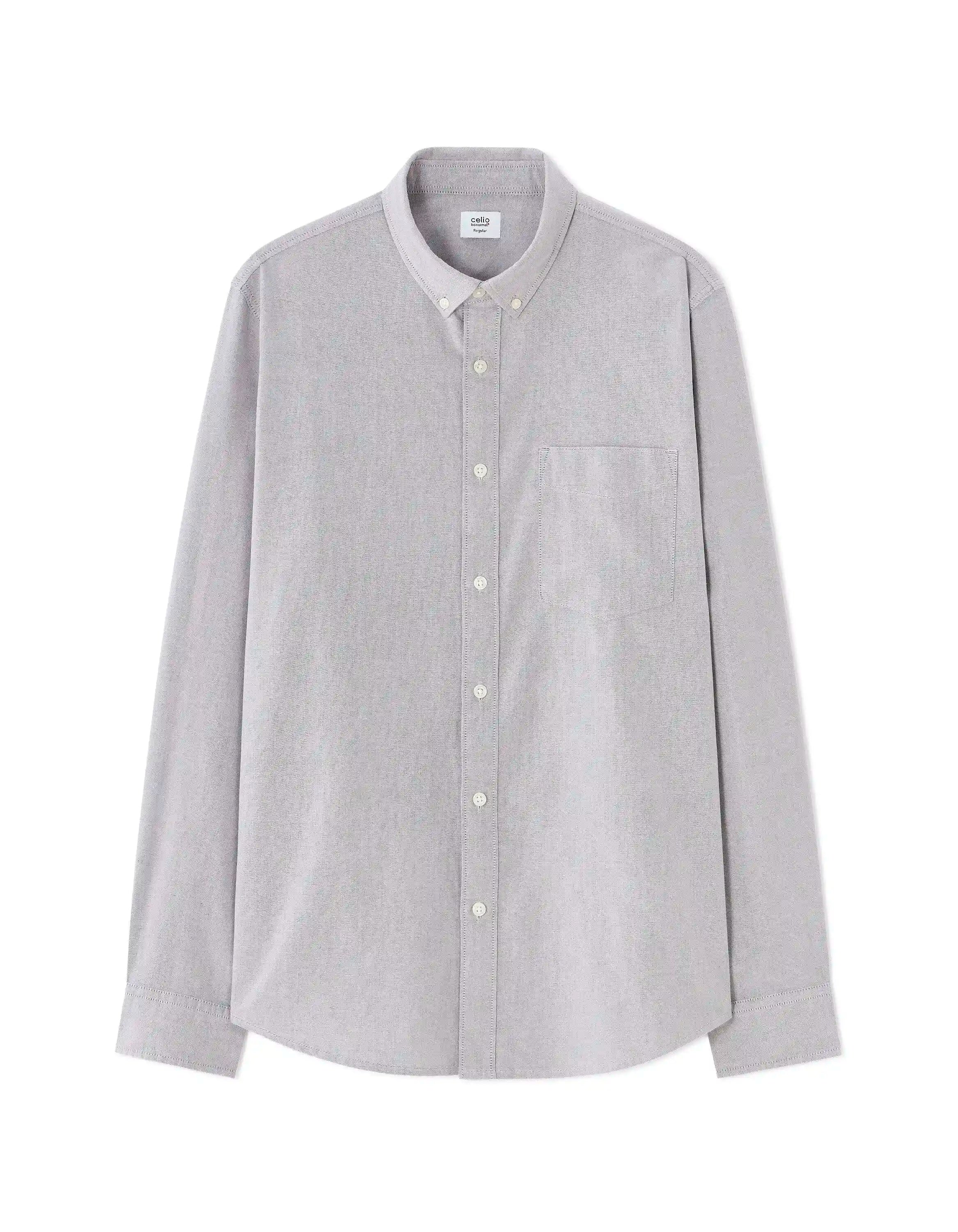 Celio_Gris Fonce_Regular Fit 100% Cotton Oxford Shirt_DAXFORD_GRIS FONCE_07