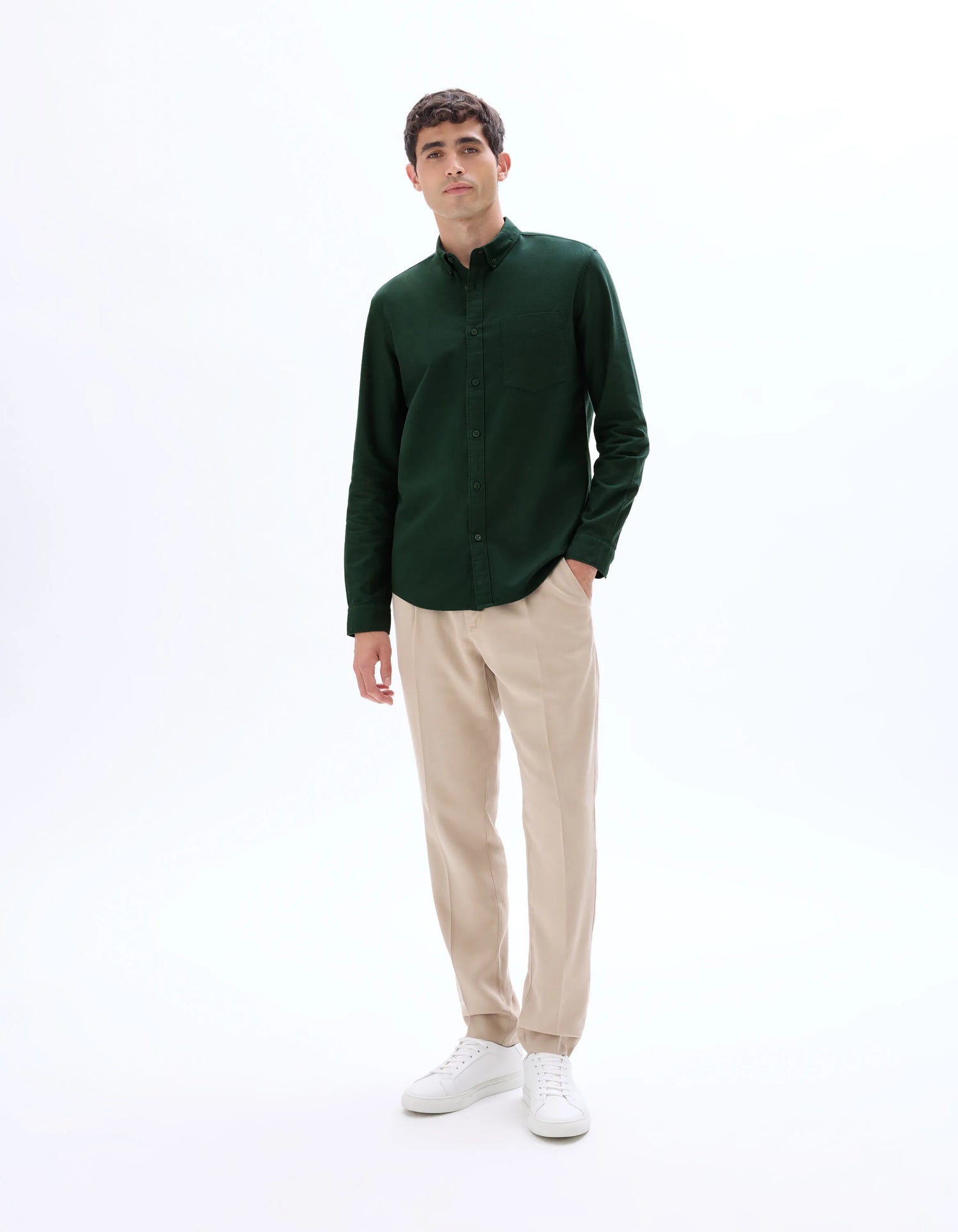 Celio_Vert Fonce_Regular Fit 100% Cotton Oxford Shirt_DAXFORD_VERT FONCE_02