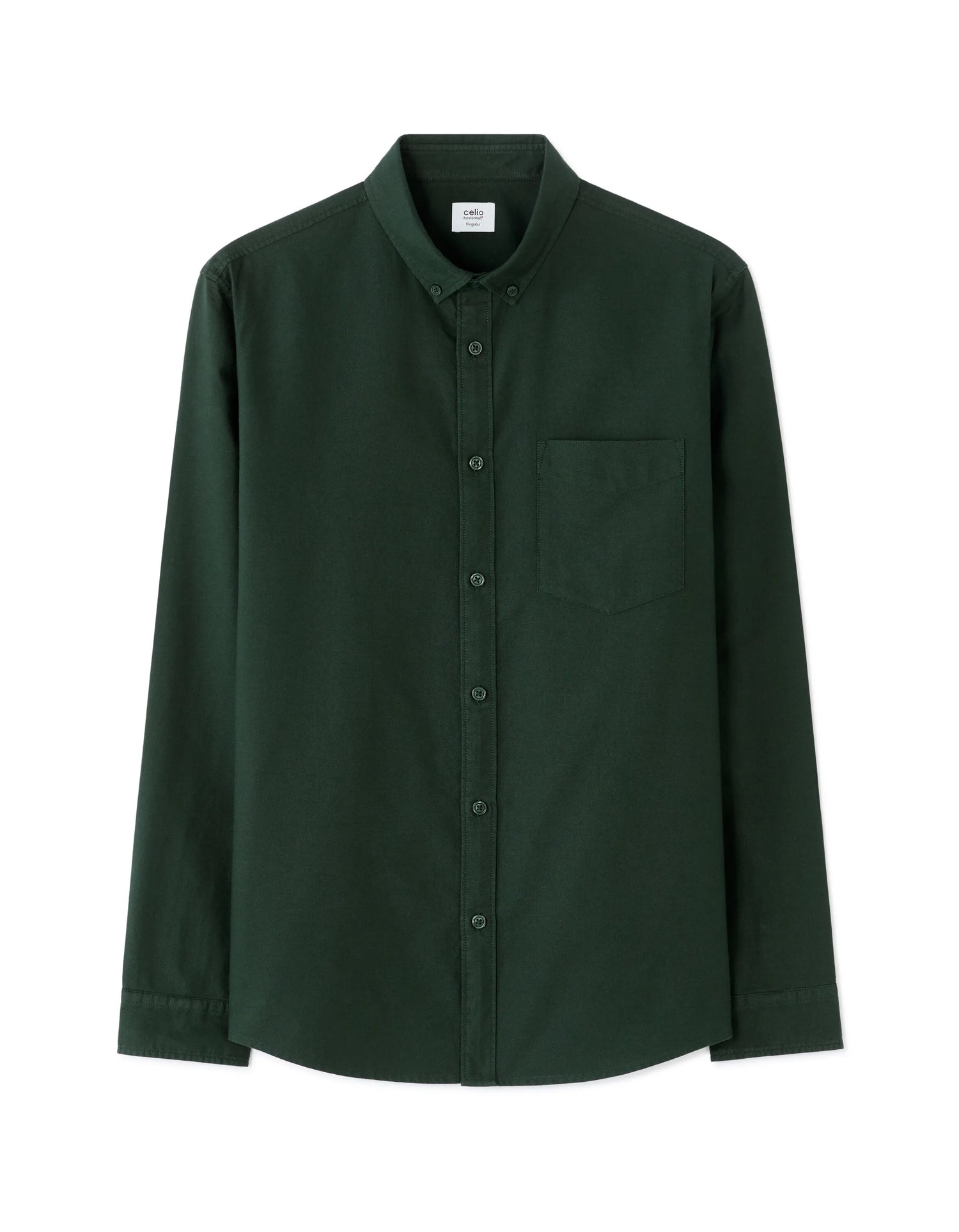 Celio_Vert Fonce_Regular Fit 100% Cotton Oxford Shirt_DAXFORD_VERT FONCE_06