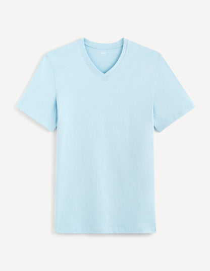 V-Neck T-Shirt 100% Cotton_DEBASEV_AIR BLUE_02
