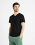 T-Shirt Straight Collar V 100% Cotton - Black_02