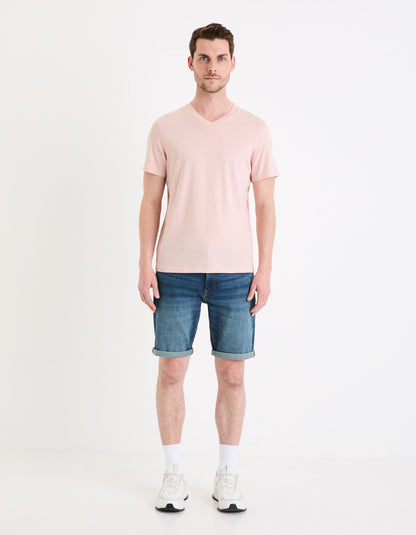 V-Neck T-Shirt 100% Cotton_DEBASEV_BOIS DE ROSE_03