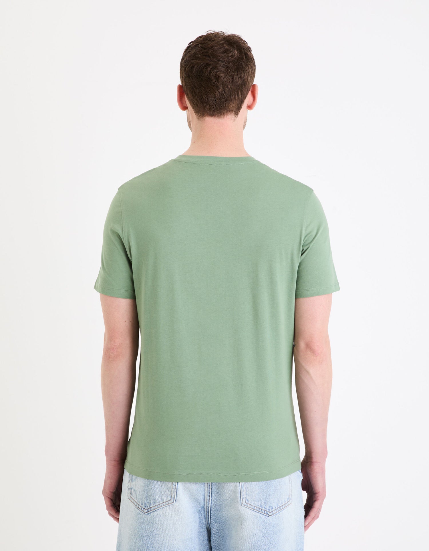 V-Neck T-Shirt 100% Cotton_DEBASEV_MINERAL GREEN_04