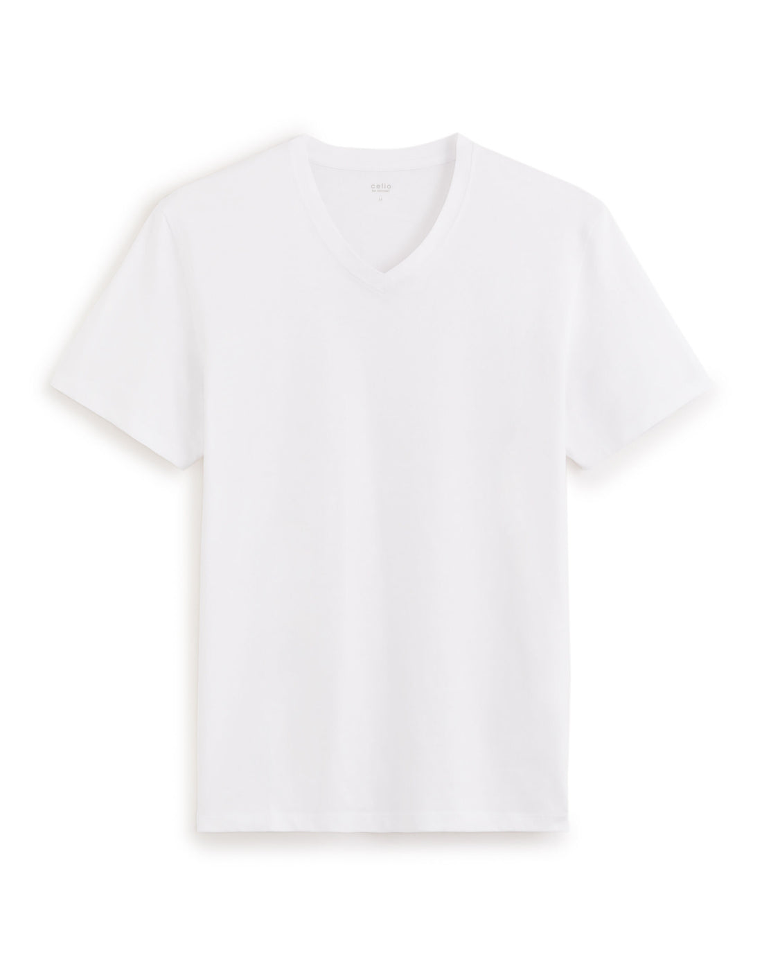 T-Shirt Straight Collar V 100% Cotton - White_01