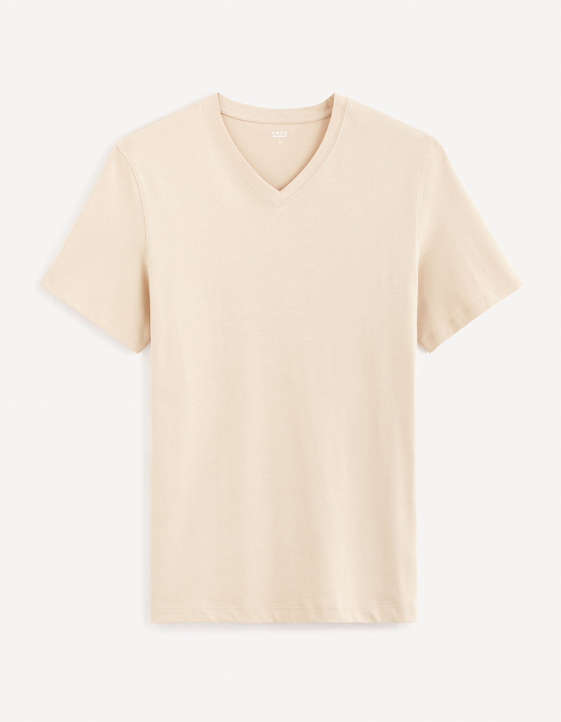 V-Neck T-Shirt 100% Cotton_DEBASEV_RAY TAUPE_01