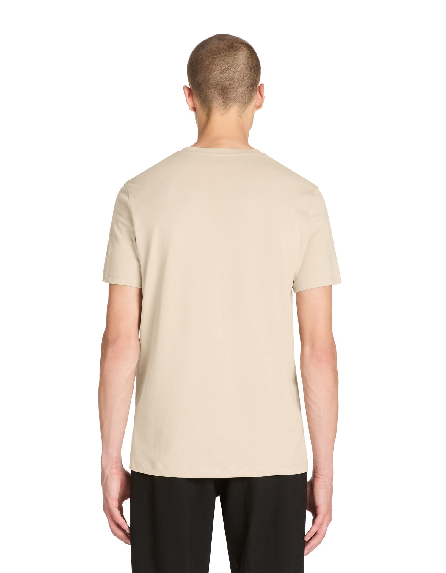 T-Shirt Straight Collar V 100% Cotton - Beige_04