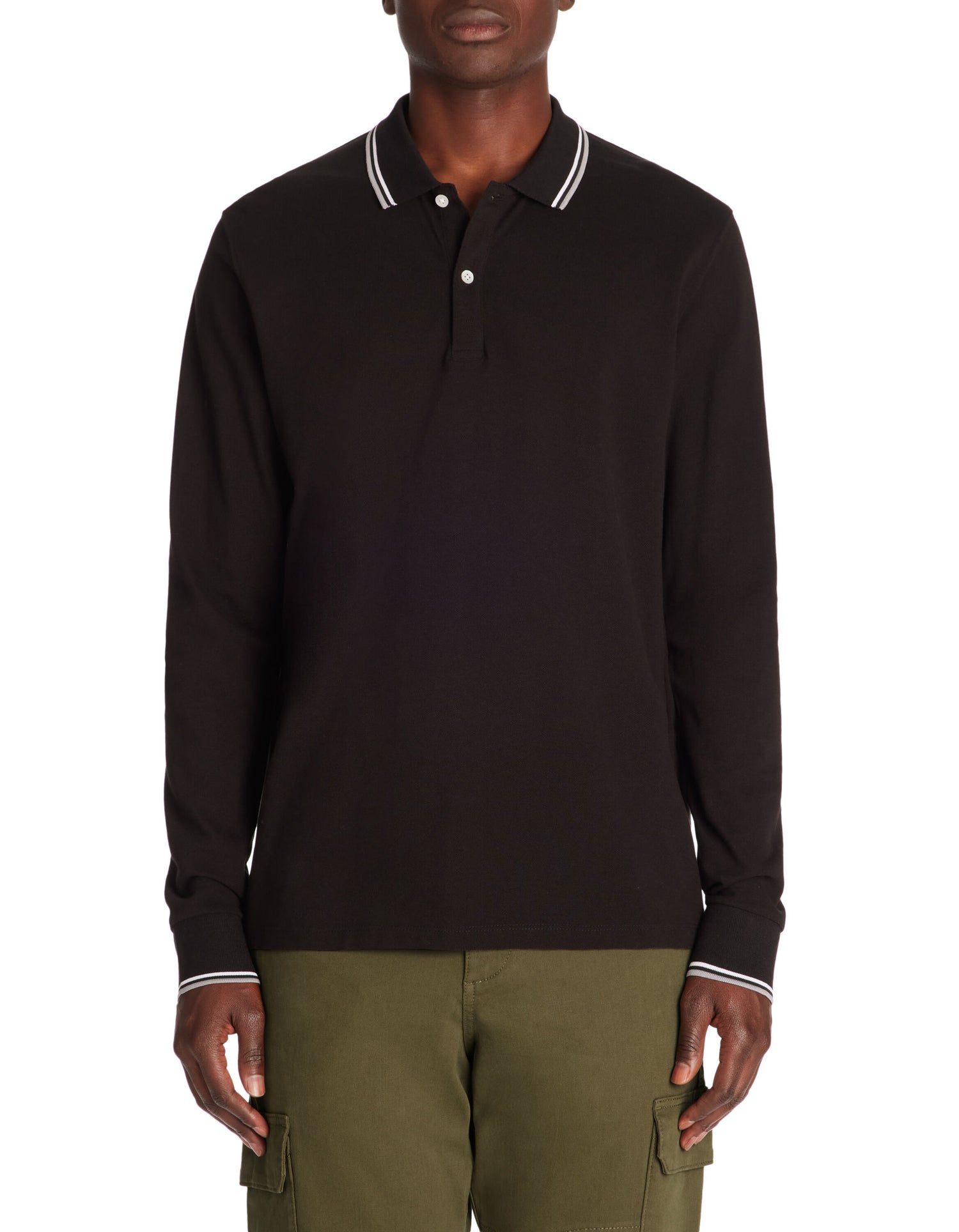 Celio_Black Long-Sleeved Cotton PiquŽ Polo Shirt_DECOLML_BLACK_01