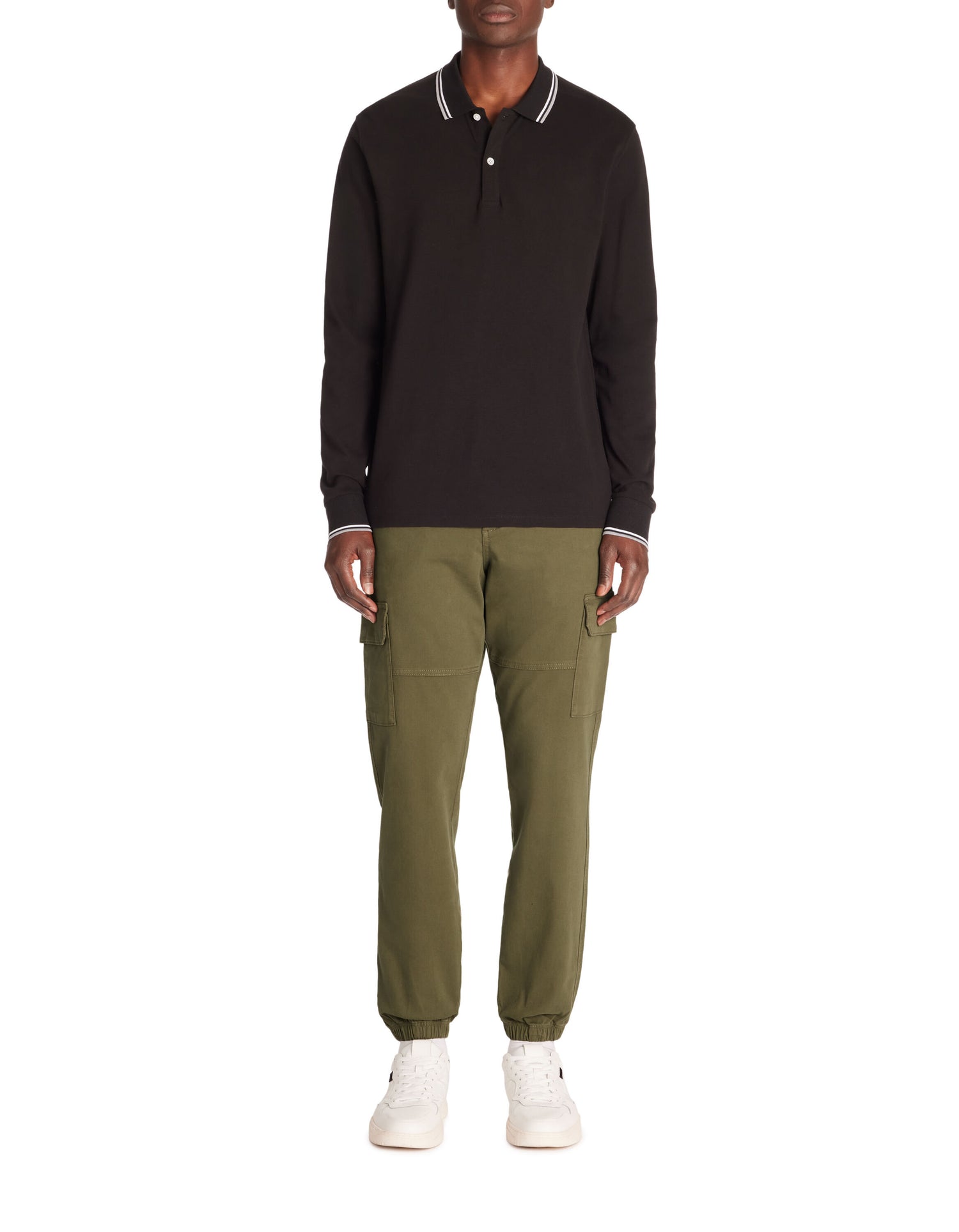 Celio_Black Long-Sleeved Cotton PiquŽ Polo Shirt_DECOLML_BLACK_02