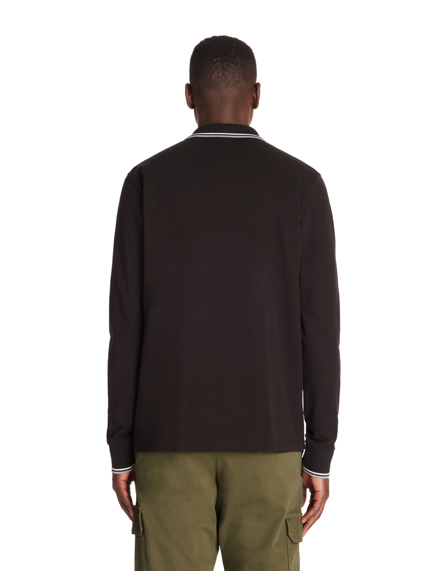 Celio_Black Long-Sleeved Cotton PiquŽ Polo Shirt_DECOLML_BLACK_03