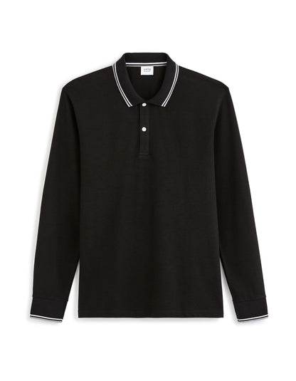 Celio_Black Long-Sleeved Cotton PiquŽ Polo Shirt_DECOLML_BLACK_04