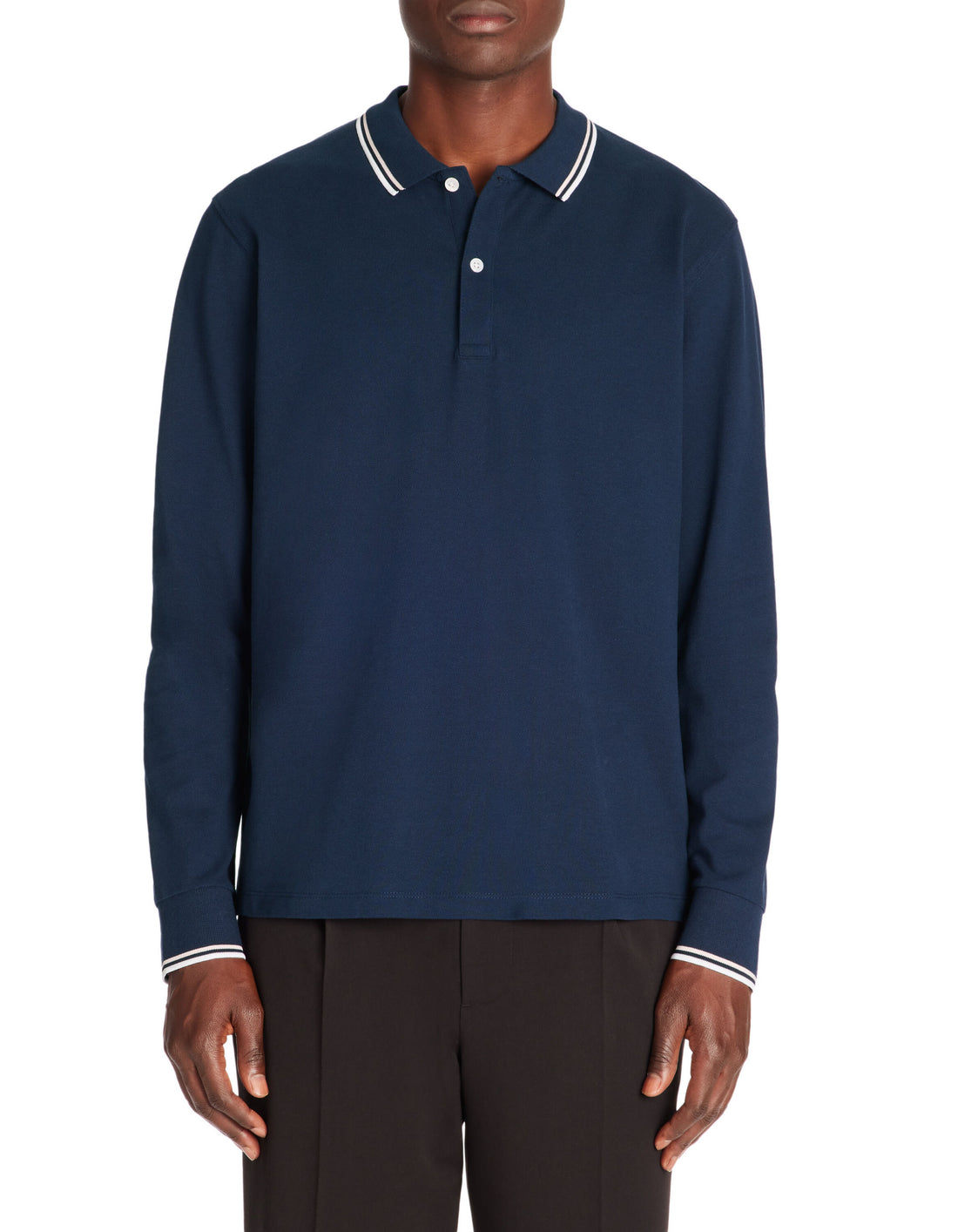 Celio_Navy Long-Sleeved Cotton PiquŽ Polo Shirt_DECOLML_NAVY_01