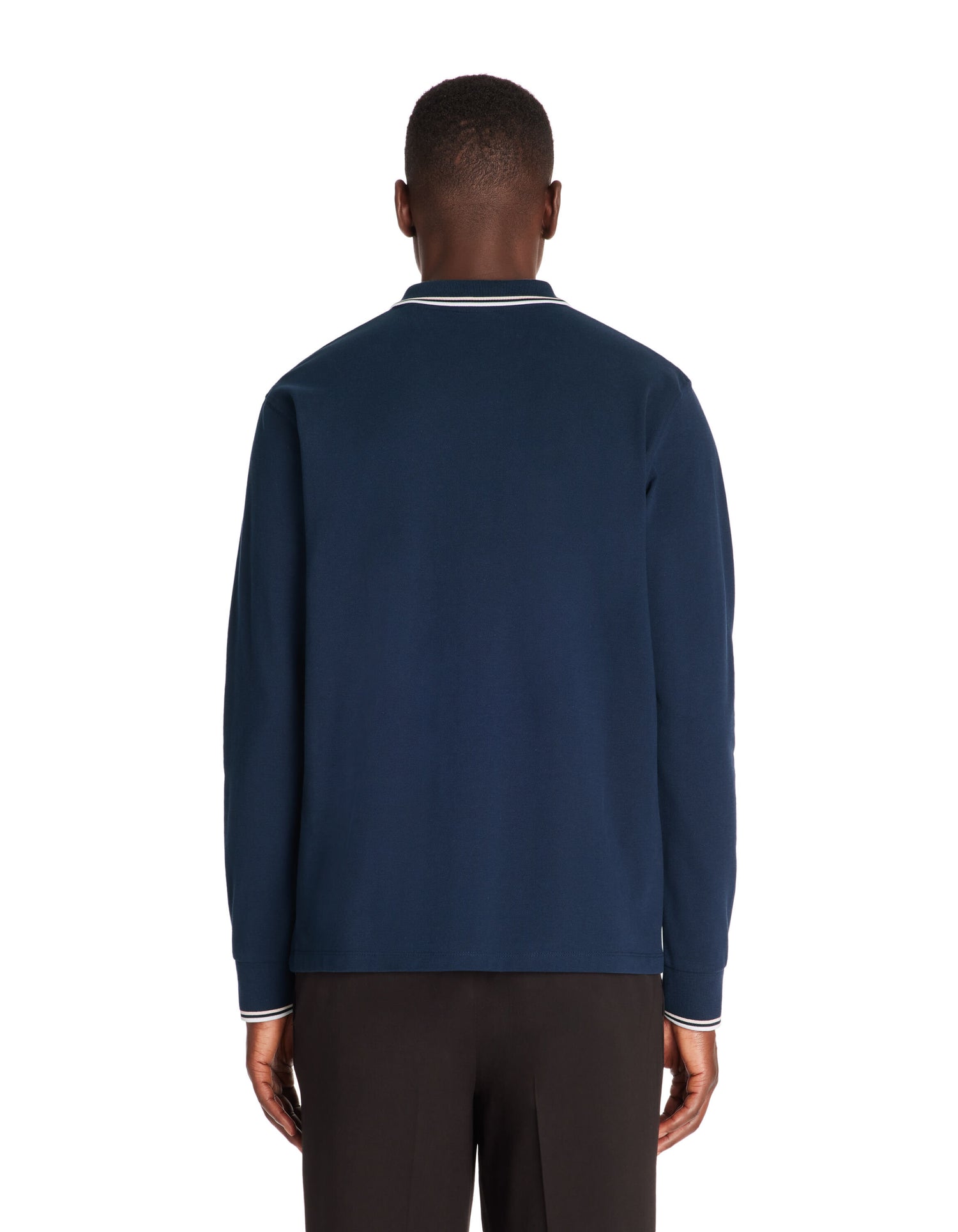Celio_Navy Long-Sleeved Cotton PiquŽ Polo Shirt_DECOLML_NAVY_03