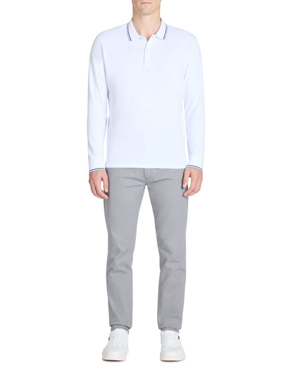 Celio_White Long-Sleeved Cotton PiquŽ Polo Shirt_DECOLML_OPTICAL WHITE_02