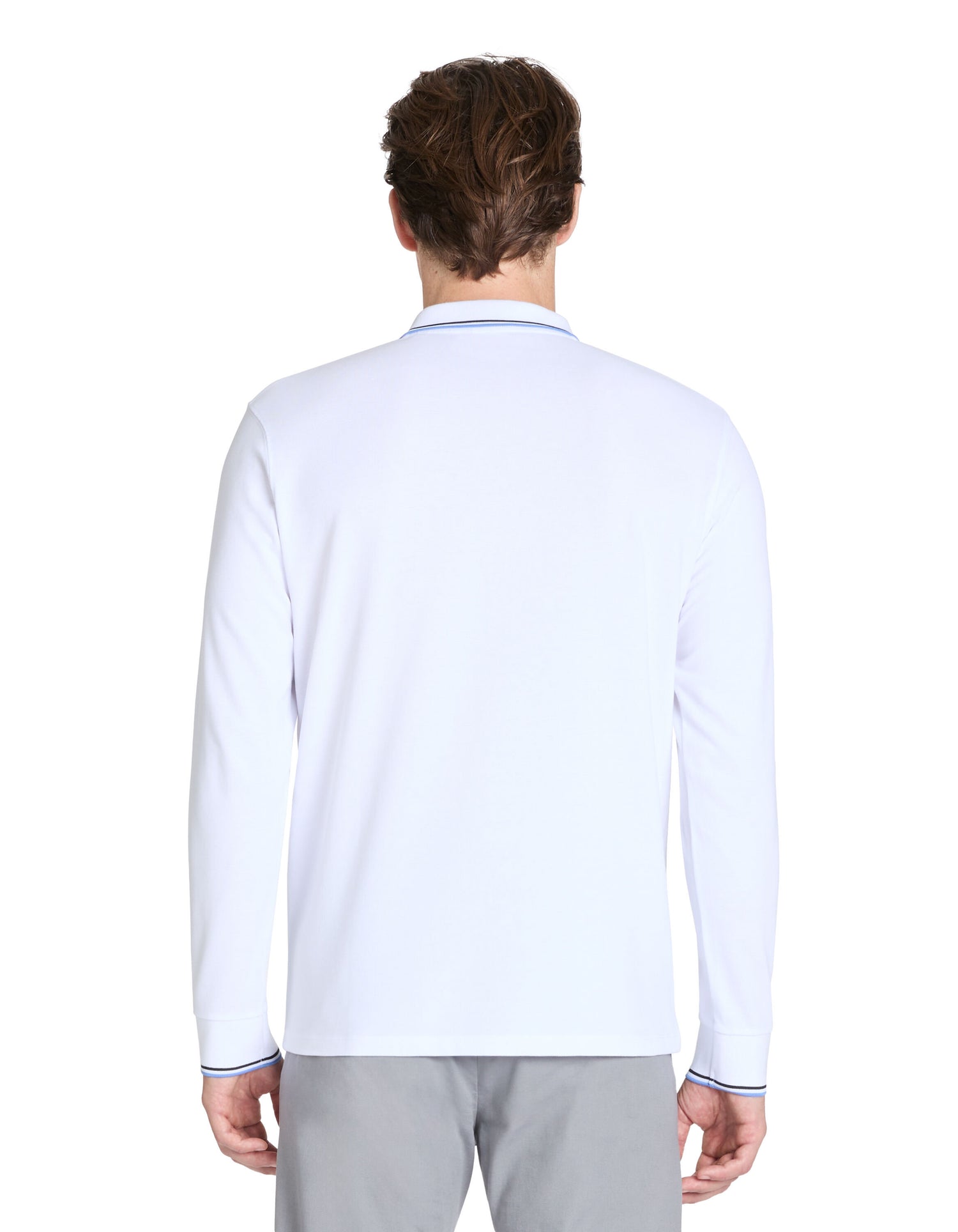 Celio_White Long-Sleeved Cotton PiquŽ Polo Shirt_DECOLML_OPTICAL WHITE_03