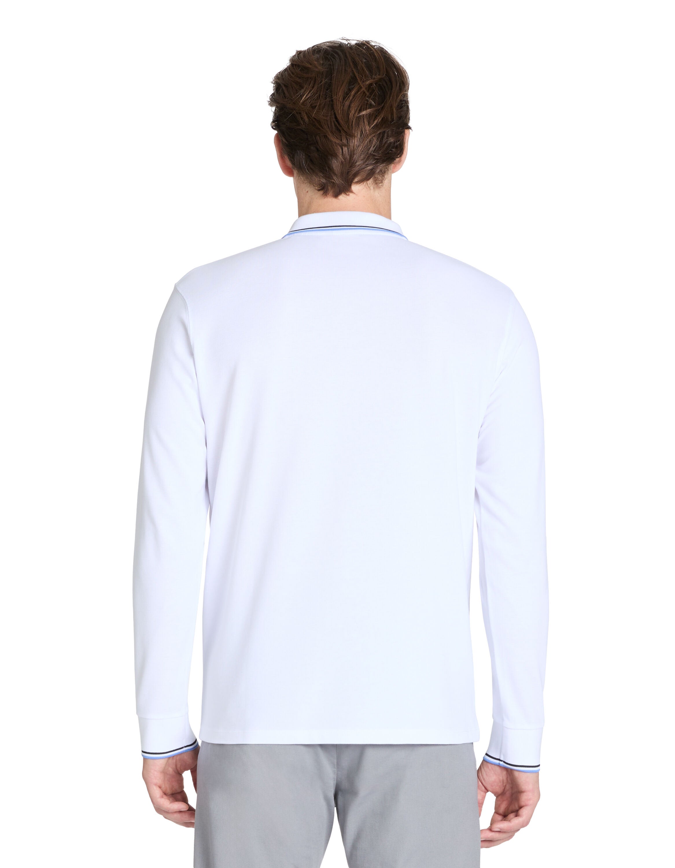Celio_White Long-Sleeved Cotton PiquŽ Polo Shirt_DECOLML_OPTICAL WHITE_03