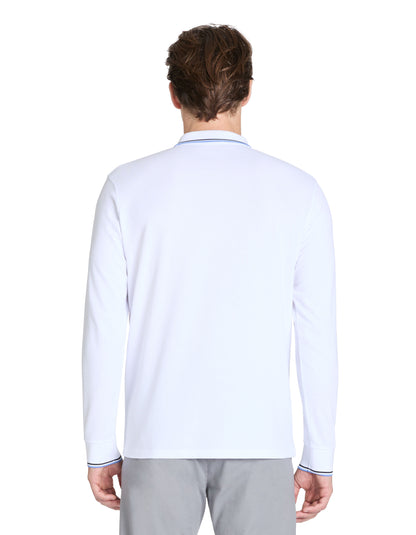 Celio_White Long-Sleeved Cotton PiquŽ Polo Shirt_DECOLML_OPTICAL WHITE_03