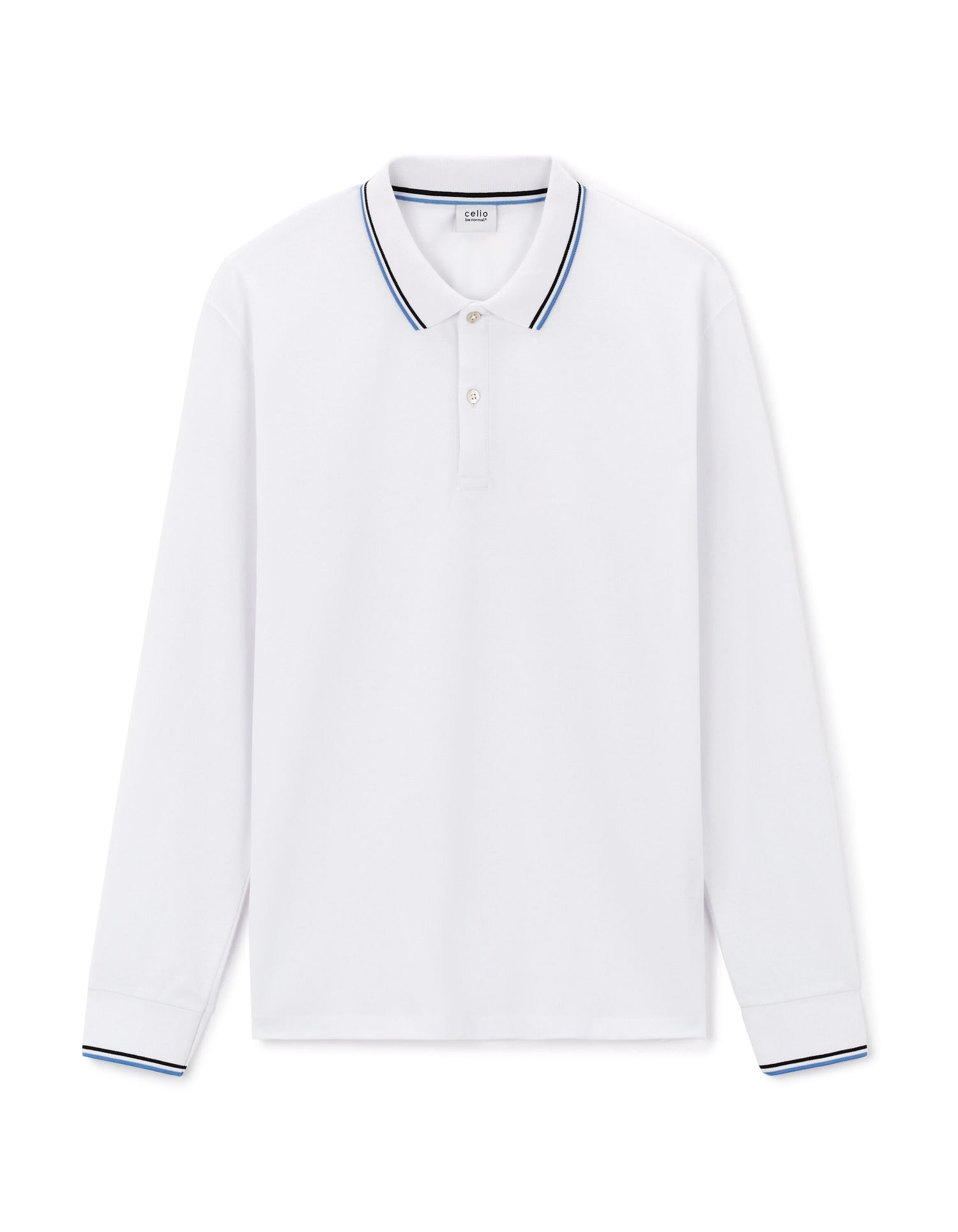 Celio_White Long-Sleeved Cotton PiquŽ Polo Shirt_DECOLML_OPTICAL WHITE_04