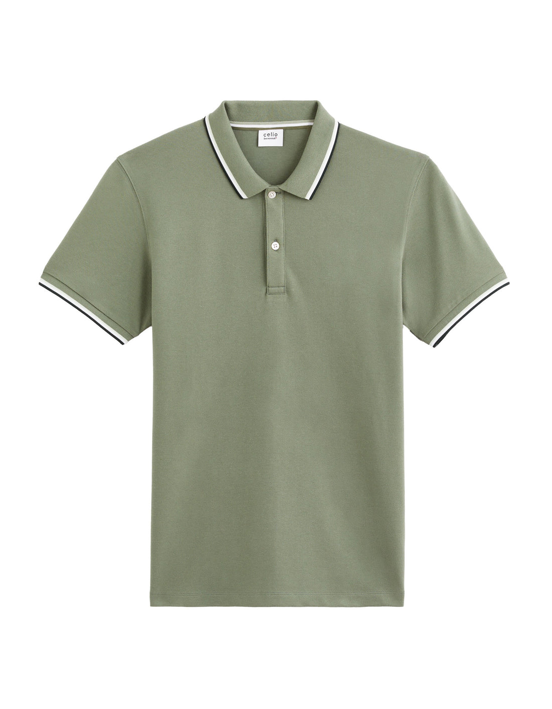 Slim Stretch Cotton Pique Polo Shirt - Khaki_01