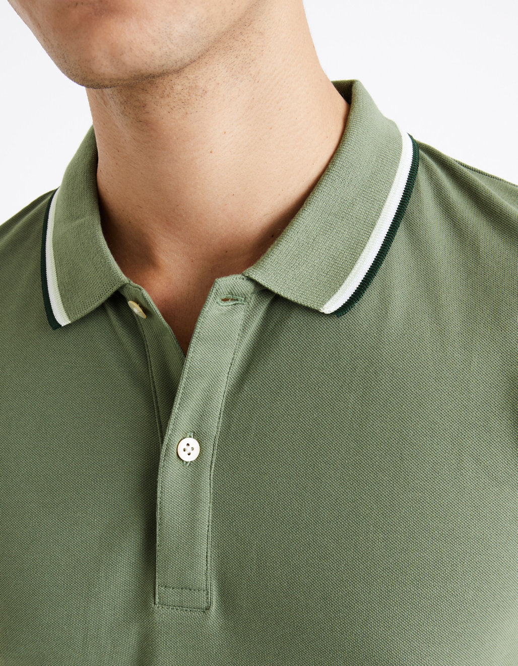 Slim Stretch Cotton Pique Polo Shirt - Khaki_05