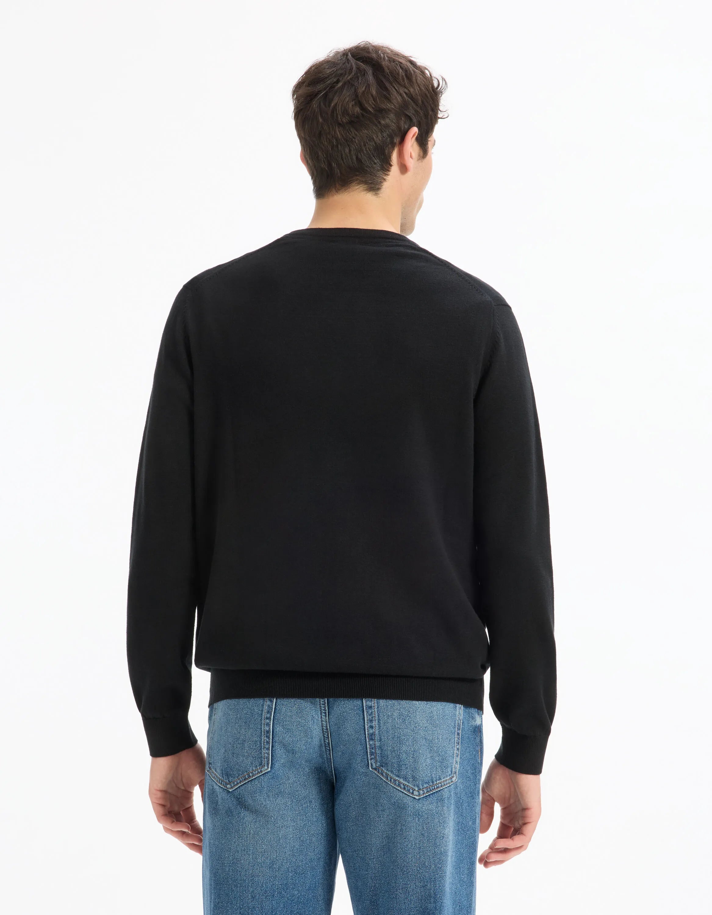 Celio_Black_100% Cotton V-Neck Sweater_DECOTONV_BLACK_03