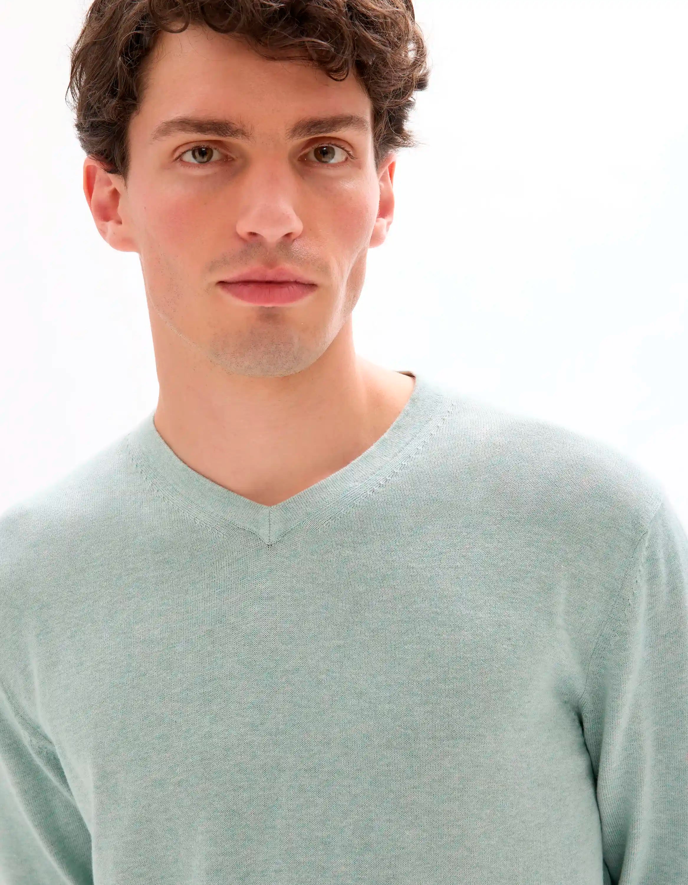 Celio_Celadon Mel_100% Cotton V-Neck Sweater_DECOTONV_CELADON MEL_04