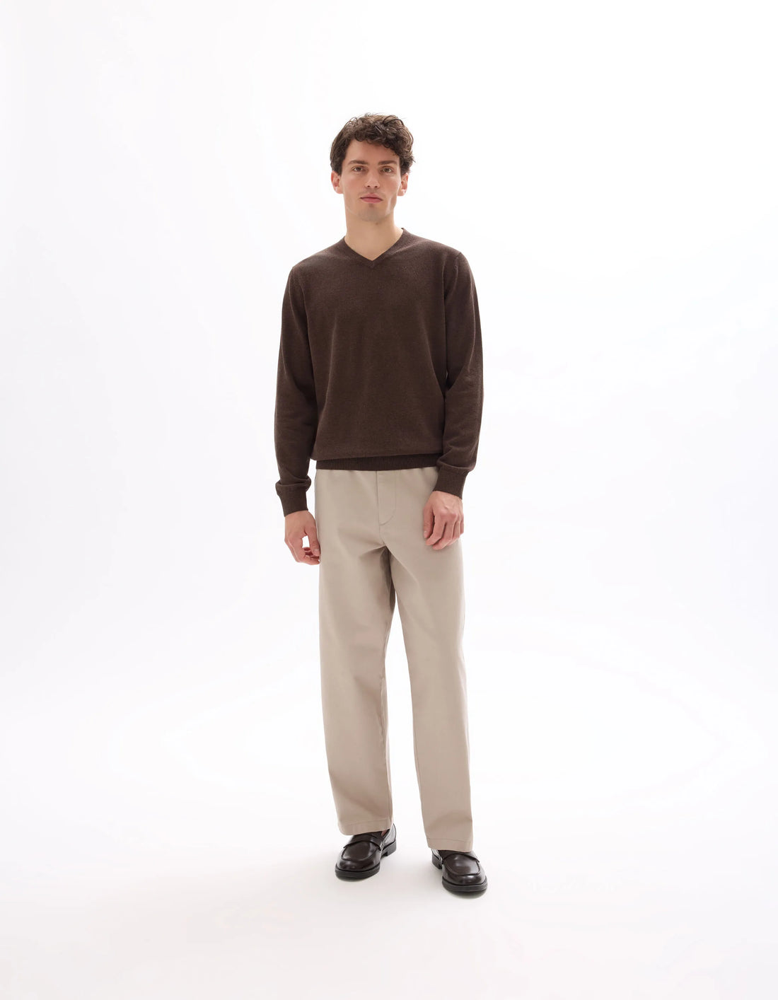 Celio_Dark Brown_100% Cotton V-Neck Sweater_DECOTONV_DARK BROWN_02