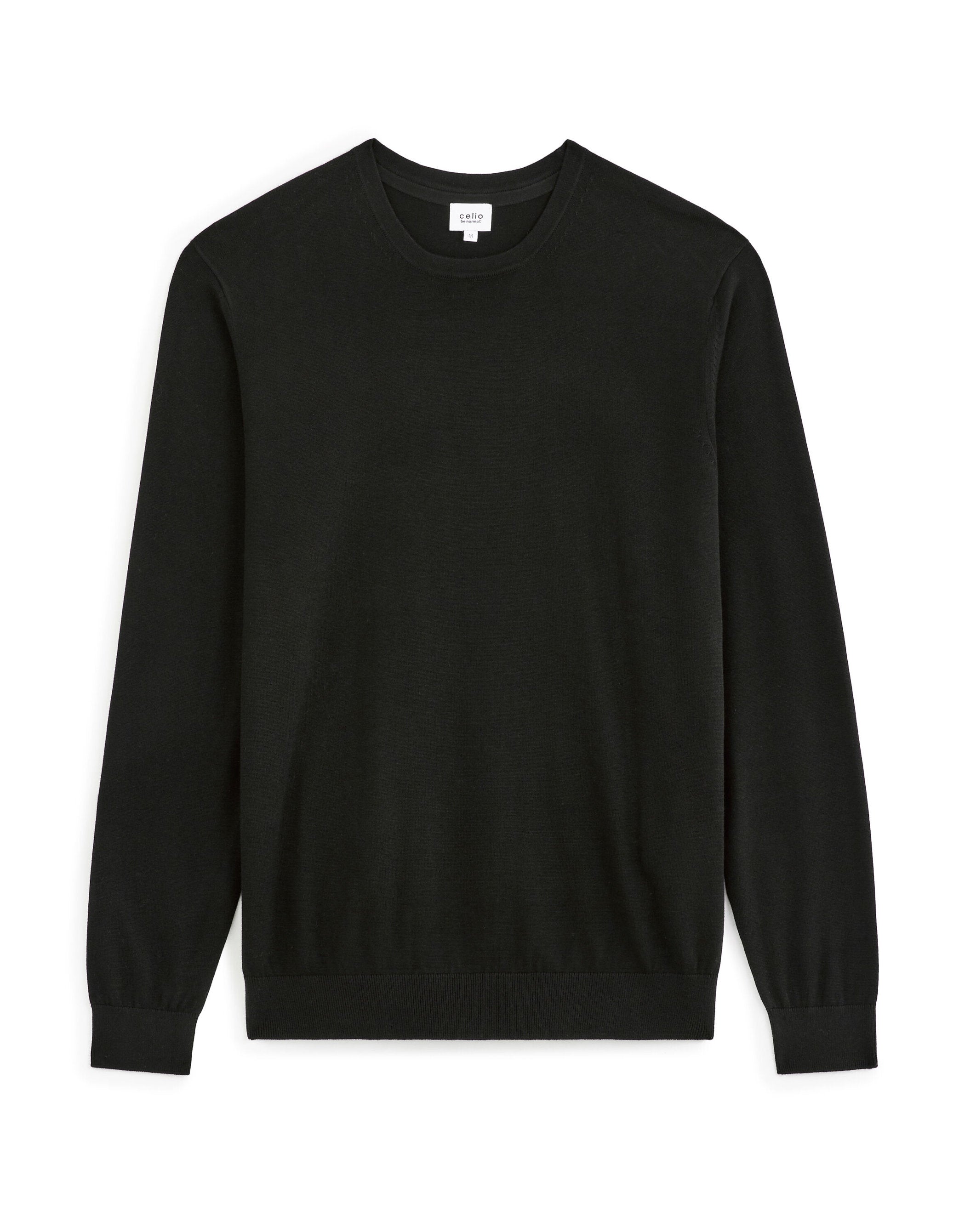 Cotton Round Neck Sweater - Black_01