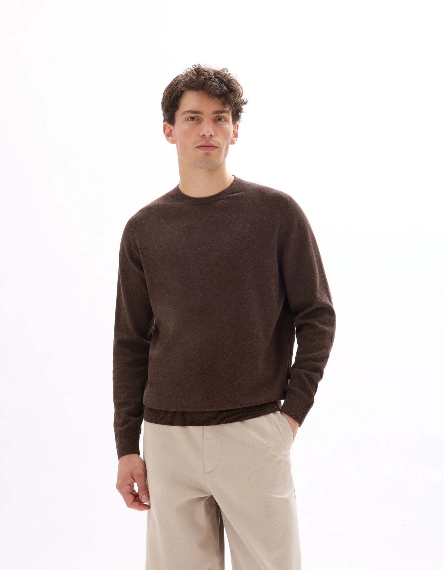Celio_Dark Brown_100% Cotton Crew Neck Sweater_DECOTON_DARK BROWN_01