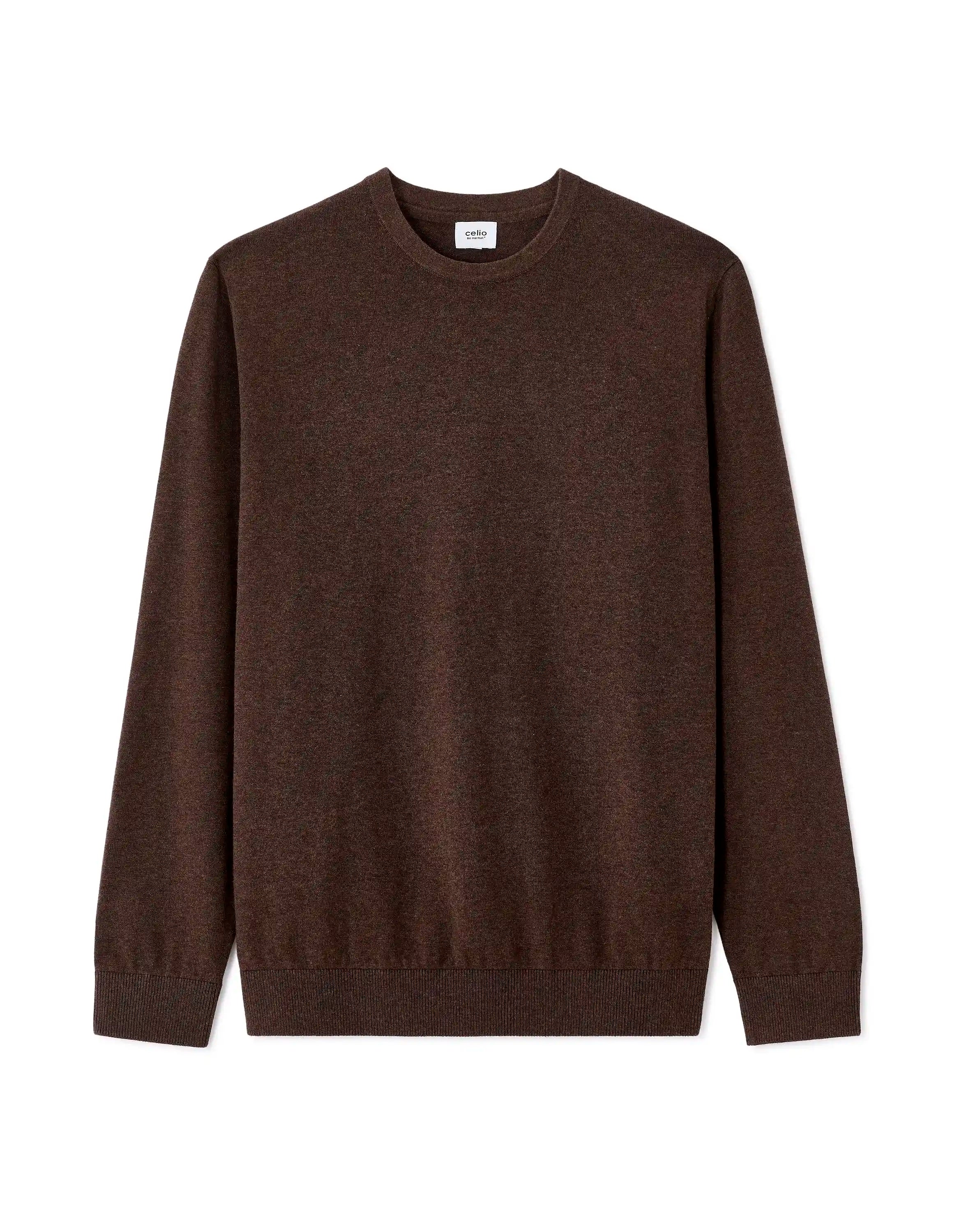 Celio_Dark Brown_100% Cotton Crew Neck Sweater_DECOTON_DARK BROWN_07